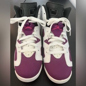 AIR JORDAN 6 Retro GG Vivid Pink White Bright Grape Retro Basketball Shoes Sz 7Y